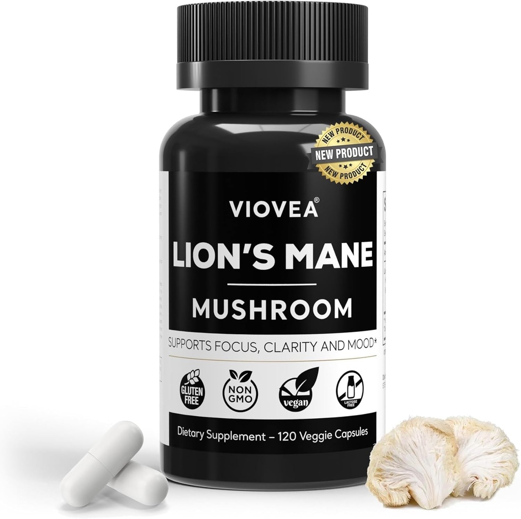 Lion's Mane 보충교재 캡슐 - 120의 캡슐, 지원 초점, 명확성, 기억, 및 전반적인 Cognition. Cognitive 기능 및 면역 지원을 위한 유기 Nootropic 보충교재