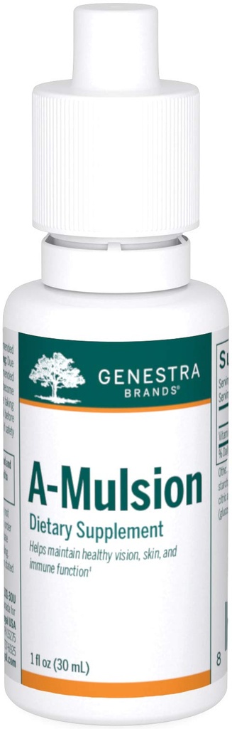 Genestra 브랜드 A-Mulsion | 비타민 A 액체 지원 면역 체계, 피부, 시각, 뼈, 치아 * | 1 Fl Oz | 감귤류