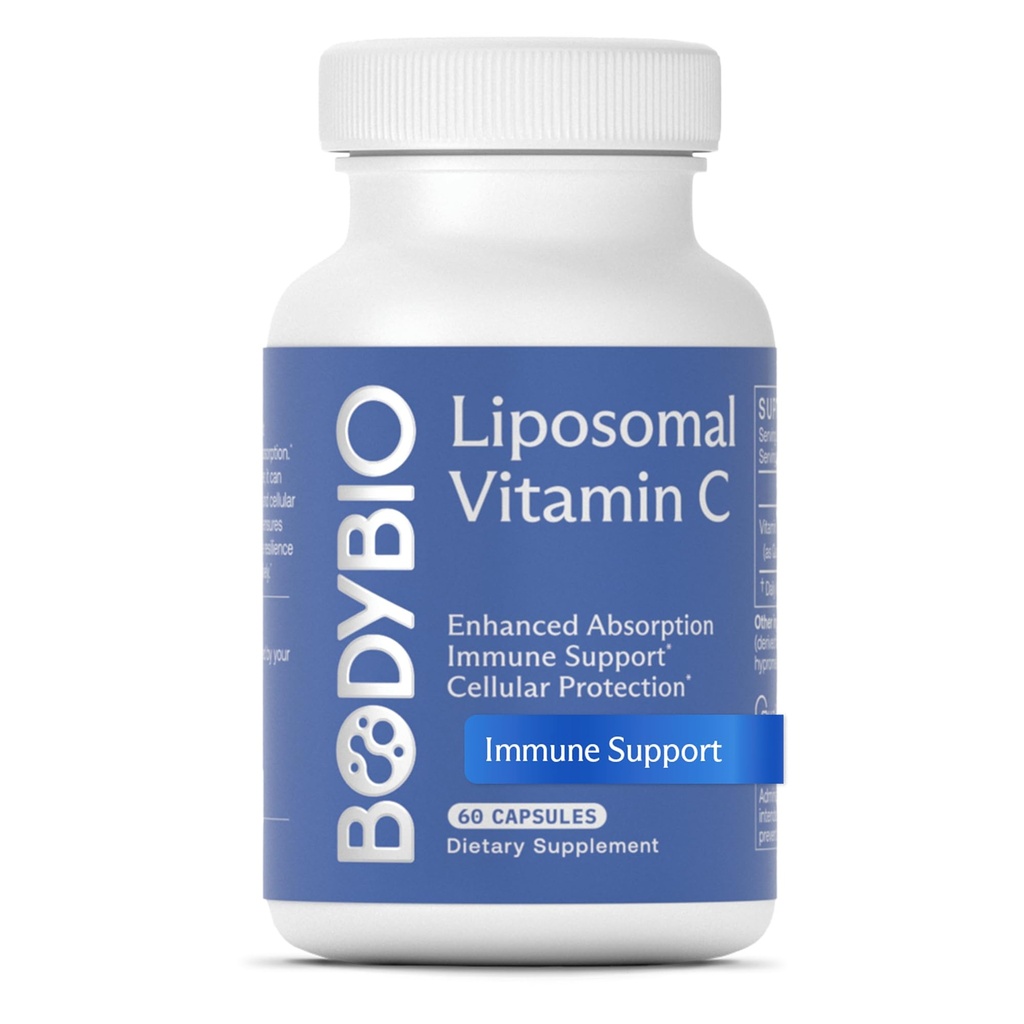 BodyBio Liposomal 비타민 C - Immune 지원과 세포질 건강을 위한 강력한 산화 방지제, 최대 흡수를 가진 순수한 아스코르브산