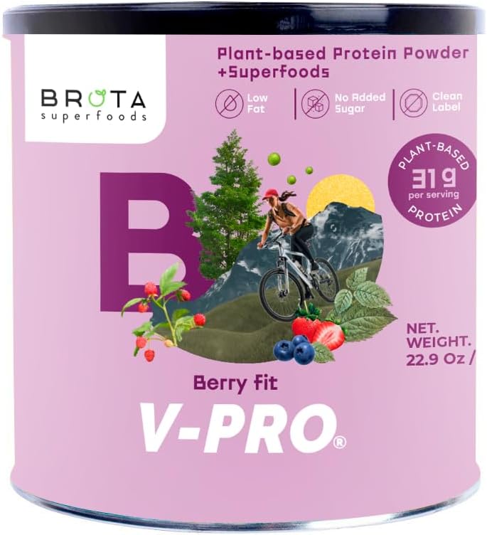Vegan Protein Powder - 에너지 및 근육 부스트를위한 식물 기반 단백질 - 베리 혼합 맛의 깨끗한 Shake