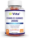 비타민 D3 Gummies 2000IU, 90 비 GMO, Vegan 및 3 맛있게 맛있은 Gummies, 45 일 공급