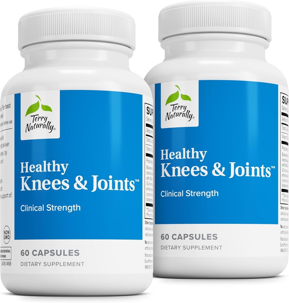 Terry Naturally Healthy Knee & Joint - Bone Health & Joint Flexibility 지원 보조 보충 - 칼슘 Fructoborate와 건강한 무릎 & Hip 보조 - 60 캡슐, 2 팩