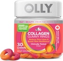 OLLY Collagen Gummy Rings, 지원 피부 탄력성 및 Firmness, 2.5g Collagen, 임상 테스트, 복숭아, 15 일 공급 - 30 조사