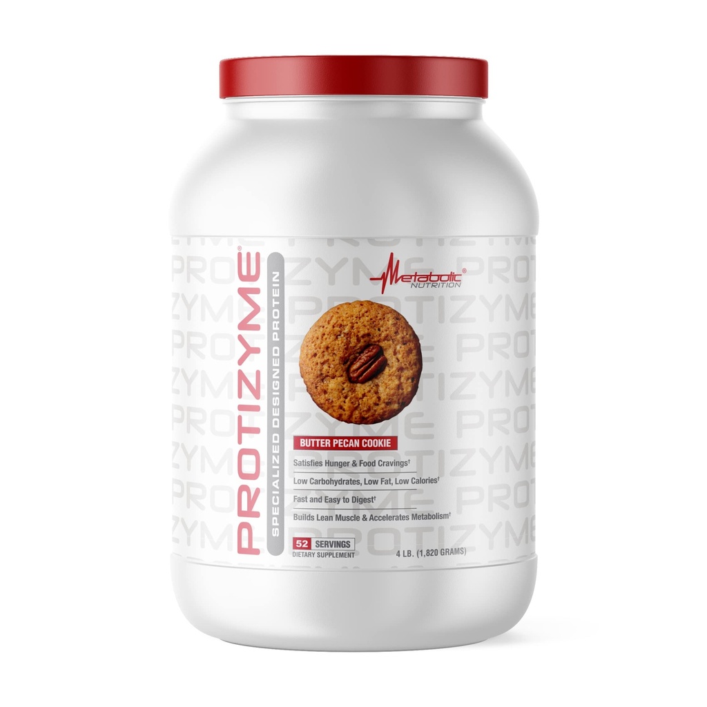 대사 영양, Protizyme, 100 % Whey Protein Powder, 고단백, 저탄소, 저지방 Whey Protein, 소화 효소, 24 필수 비타민 및 미네랄, 4 파운드 (52 ser)