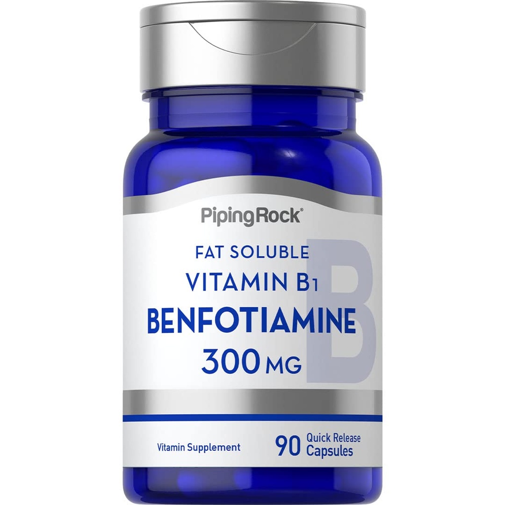 Piping Rock Benfotiamine 300mg | 90 캡슐 | 지방 수용성 비타민 B1 | 비 GMO, 글루텐 무료 보충