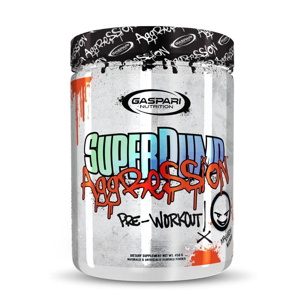 Gaspari Nutrition SuperPump Aggression Pre-Workout : 에너지, 초점, 내구시간 및 복구, 크레아틴과 카페 (25 서빙, Mayhem Mango)