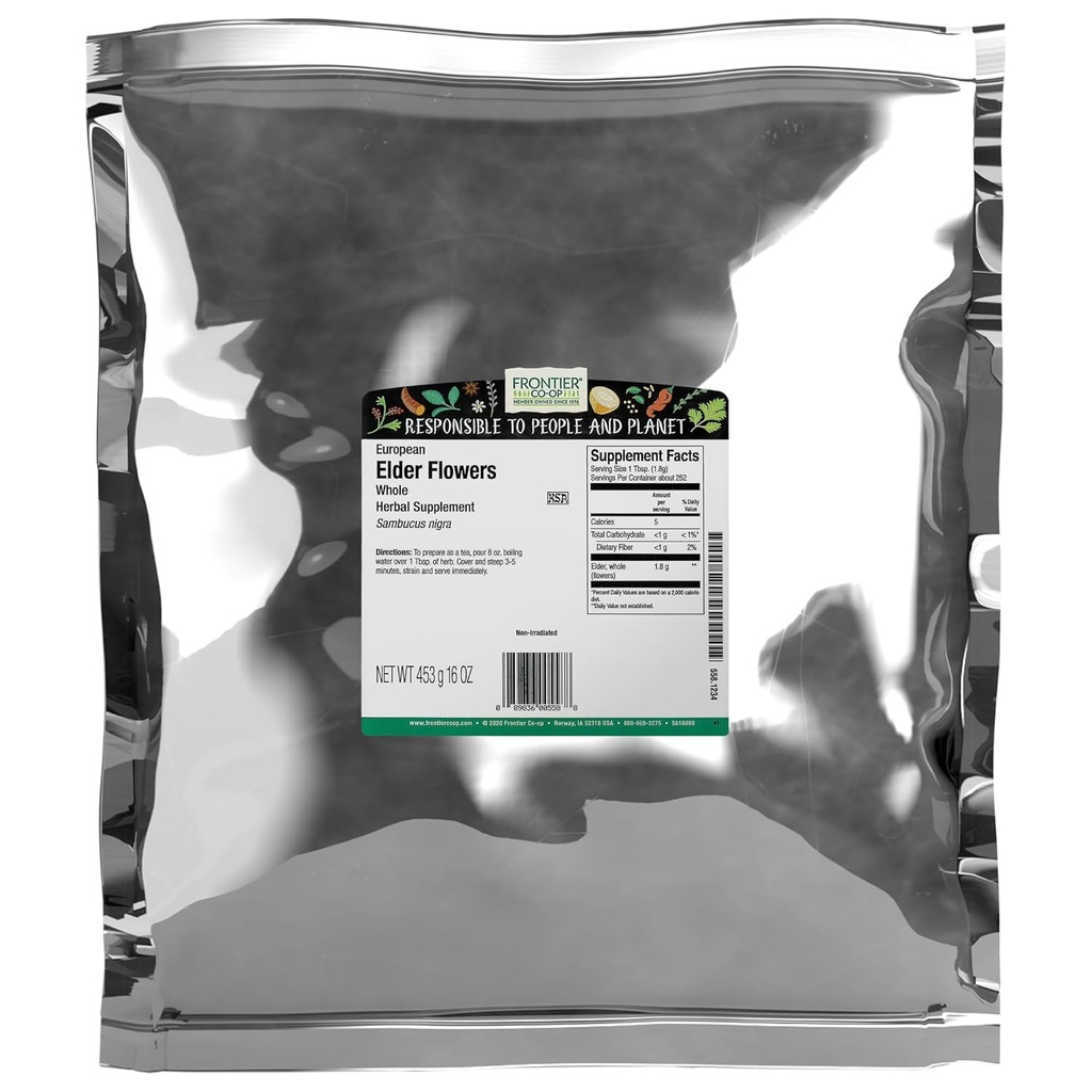 Frontier Co-op Dried Elder Flowers, 1lb Bulk Bag | 유럽 전체 건조 Elderflower for Culinary & Herbal Use | Elderflower Tea, Kosher의 이상