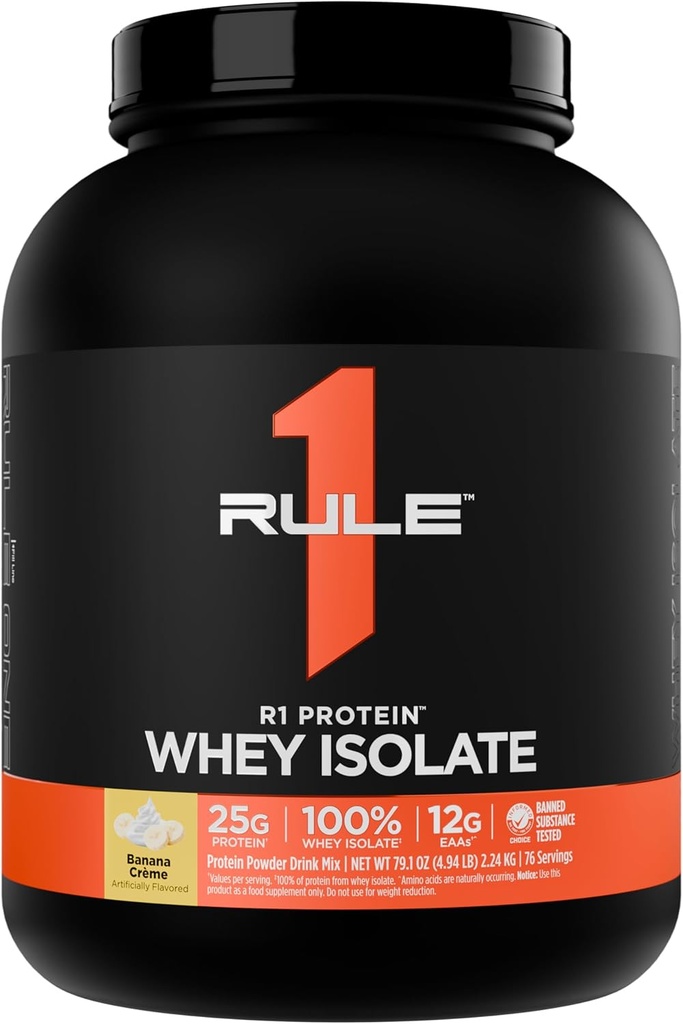 규칙 1 R1 단백질 Whey Isolate - 25g Protein & 6g BCAA로 독점적으로 운동 회복을위한 Isolated & Hydrolyzed 소스 (5 파운드 *, 바나 크림)
