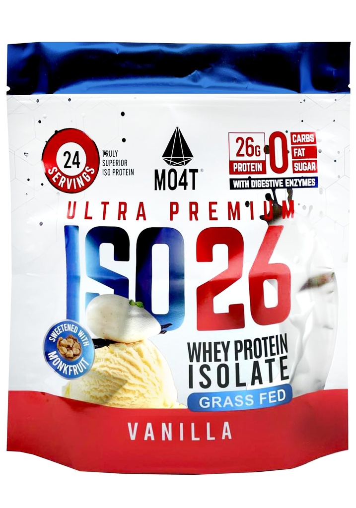 ISO26 잔디 Fed Whey Protein은 인공 감미료가 없습니다. Monk 과일, 1.6 파운드, 24 서빙, 밀크 초콜릿 (Iso 26 파우치 바닐라)로 자연적으로 단화