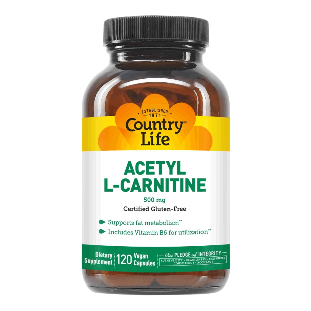국가 생활 Acetyl L 카르니틴, B-6 - 120 Vegan 캡슐과 더불어 500 mg