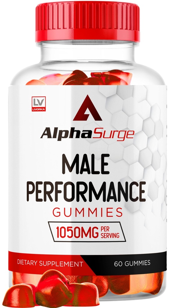 남자를위한 LIVORKA 알파 서지 - 남성을위한 알파 서지 구미, 알파 서지 구미 1050mg, 알파 서지 XL Gummie, Alphasurge 구미, 알파 서지 구미, 알파 서지 남성, 1 개월 동안 60 구미