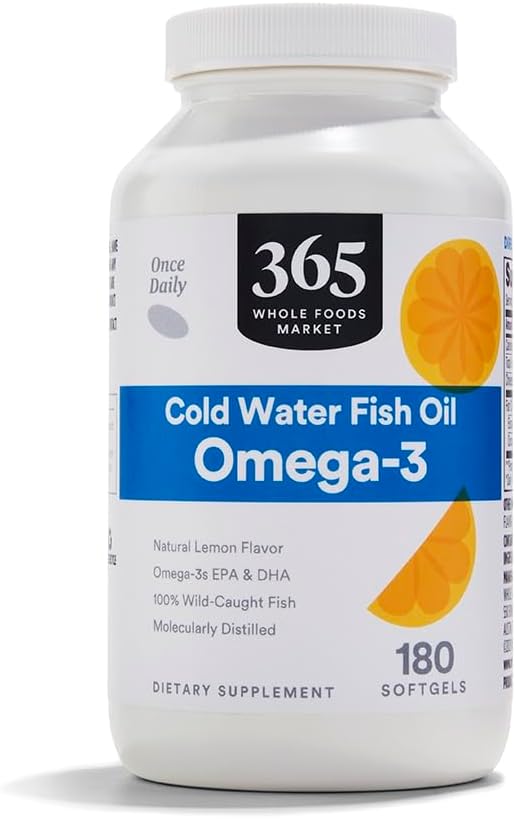 365 전체 식품 시장, 오메가-3 레몬, 180ct