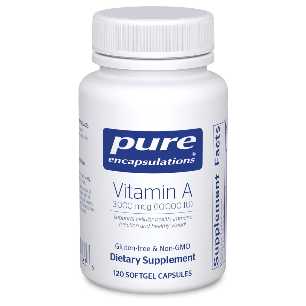 순수한 캡슐화 비타민 A - 3,000 mcg - Cod Liver Oil - Immune & Vision Support* - 비타민 A Palmitate 보충 - 비 GMO - 120 Softgel 캡슐