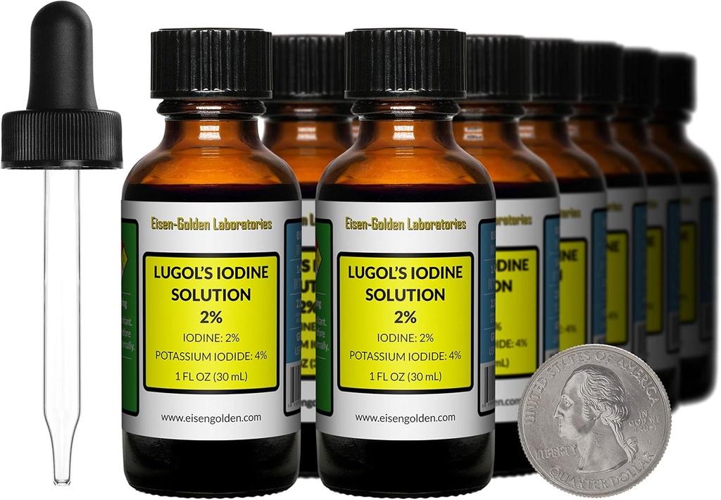 Lugol의 Iodine/2% 해결책/12 Twelve 호박색 유리병/무료 Droppers/USA에 있는 Oz
