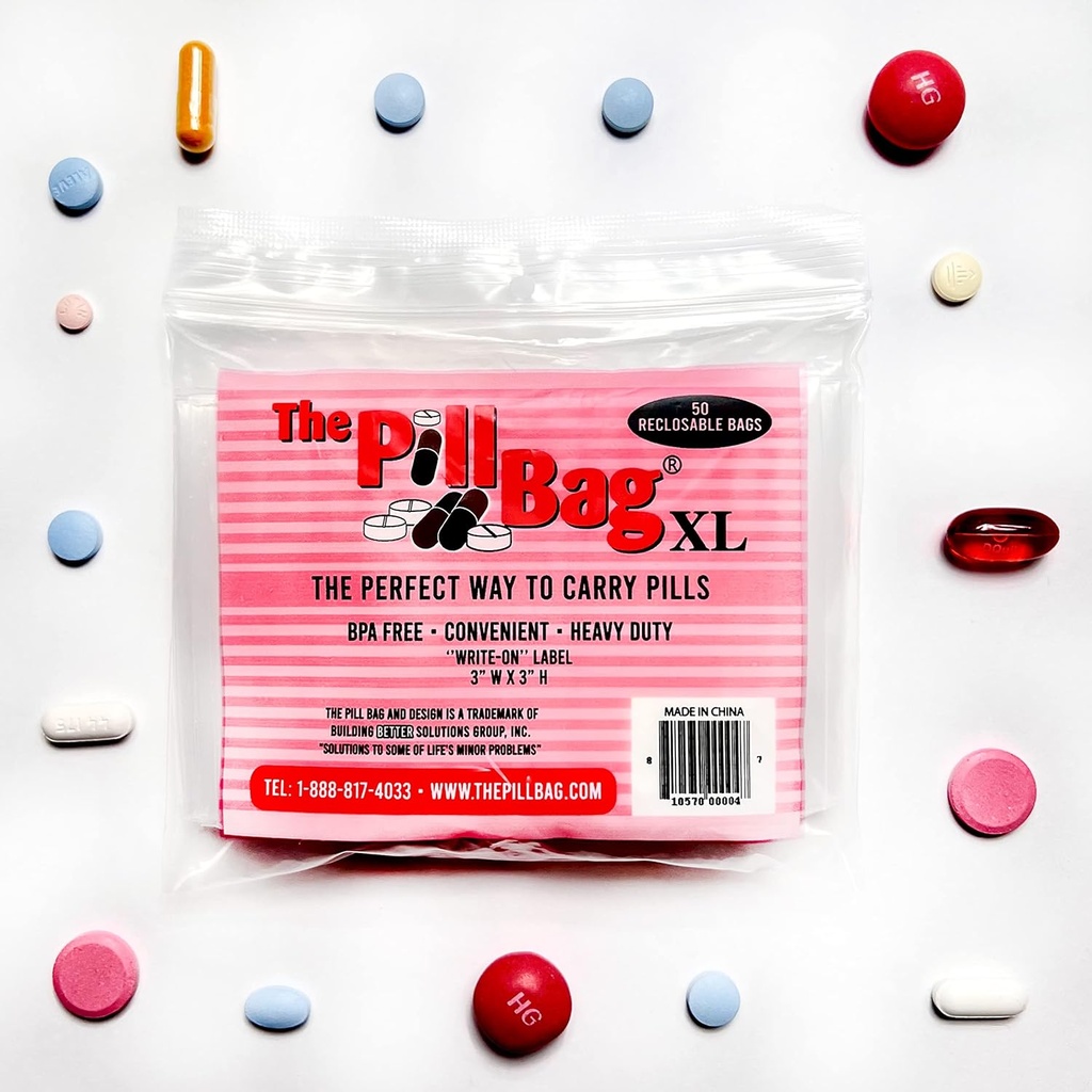 의학 알약 조직자, AM/PM를 위한 상표, Resealable, 의학을 위한 휴대용, 처분할 수 있는 주머니, 비타민, Gummies, 여행, 도보 XL 크기를 위한 플라스틱 알약 부대 |100 조사 (50의 팩)