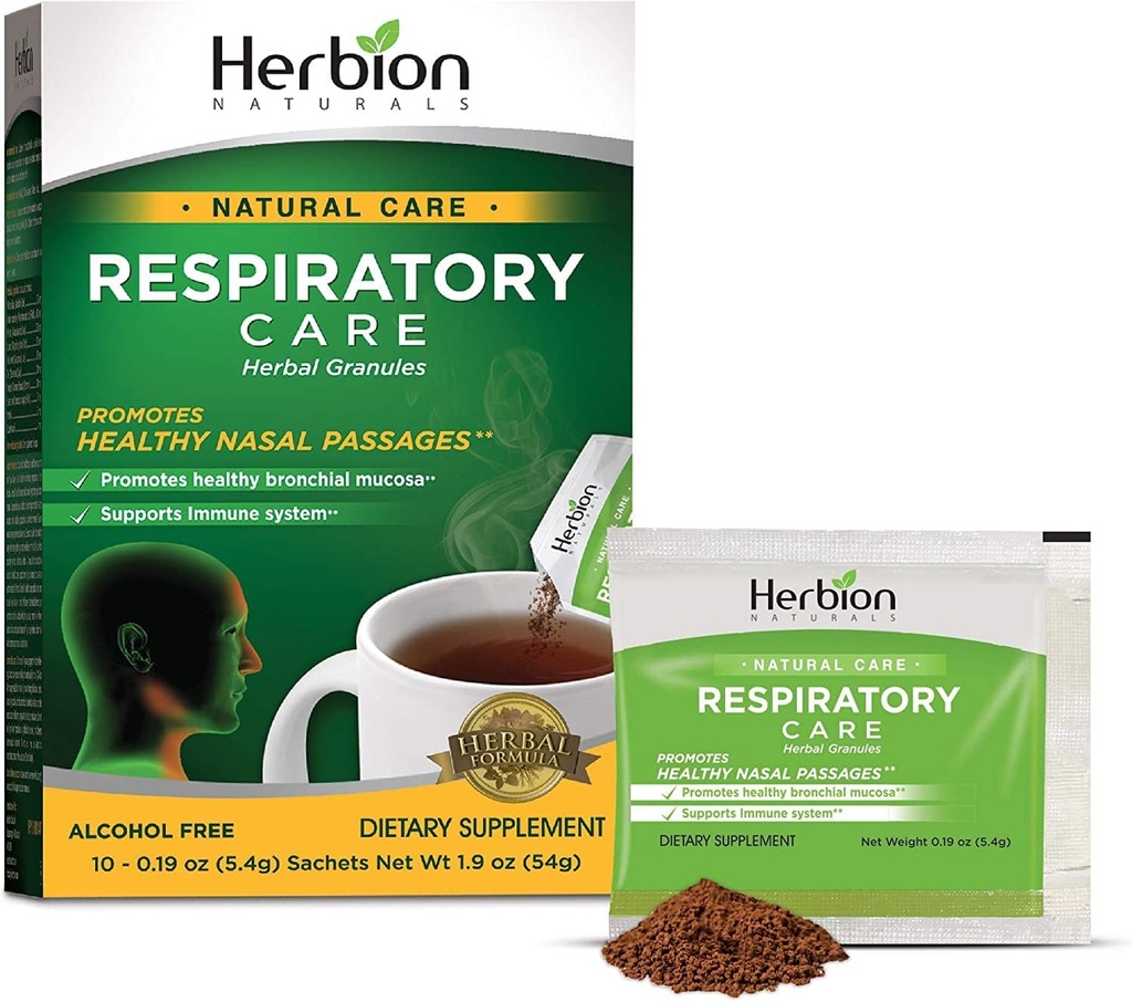 HERBION Naturals Respiratory Care 초본 과립 10 Ct, 전체 가족, 건강한 호흡 기능, 기침, 10 조사, 1 팩