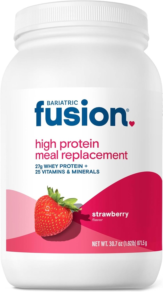 Bariatric Fusion Strawberry 식사 보충 27g 단백질 분말, 기체 우회 및 소매 Gastrectomy를 포함하여 Bariatric 수술 환자를 위한 21의 서빙 Tub - 글루텐 없음, Aspartame 또는 설탕