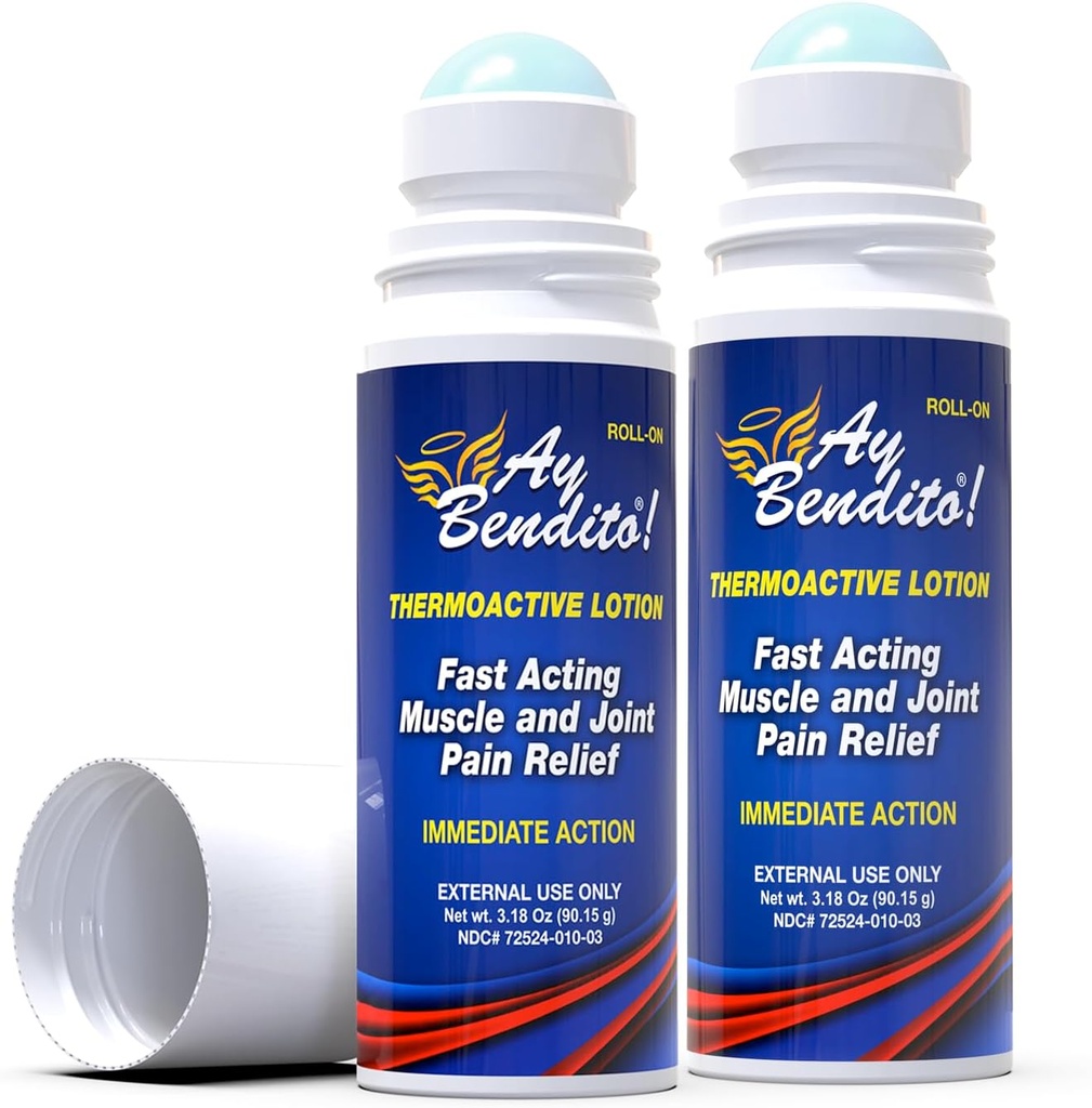 Ay 벤드토! 관절과 근육 기능에 더 빠른 통증 완화를위한 열성 로션 - 3.18 oz Roll-on - 두 팩