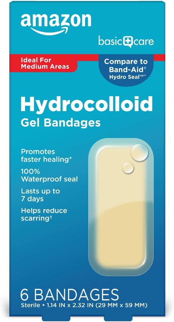 기본 관리 고급 빠른 치유 Hydrocolloid 젤 붕대, 대형, 6ct