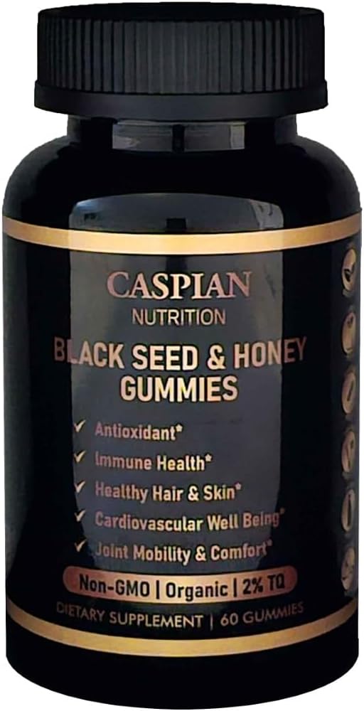Biotin & 비타민 C, 유기, 비 GMO, 2% TQ, 60 Gummies를 가진 까만씨 & 꿀 Gummies