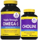 InnovixLabs Choline & Triple Omega-3 번들 콜린 비트 레이트 550mg (100 캡슐) 트리플 강도 오메가 (200 Softgels). Memory, Mood, Brain Health & Boost Cognitive 지원