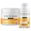 Dermawonder Vitiligo 보충교재 & 염색 크림 세트 | 60 Vitiligo 캡슐과 4fl Oz 크림 | 흡진한 백색 반점, 개량한 피부 염색 & 피부 톤 | 자연적인 해결책 (1)