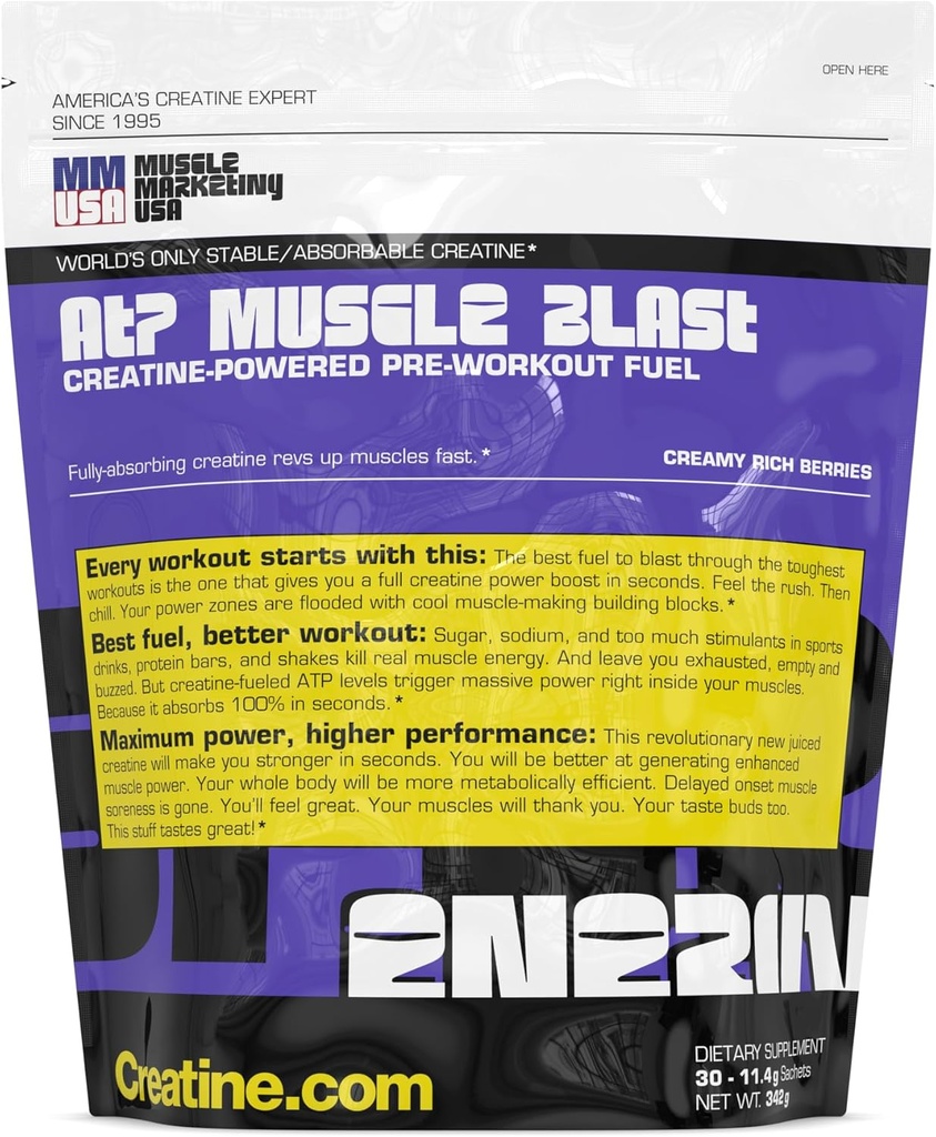 MMUSA ATP 근육 폭발 : 세계 단지 안정적인 크레아틴 에너지 음료. 즉시 흡수. Intense Bodybuilding, Endurance 스포츠를 위한 Immediate 부스트. 기차 더 열심히, 더 빠른 복구. 30 sachets, 11.4g 각각