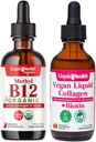 LiQUIDHEALTH 유기 메틸 B12 5000mcg Tart 버찌 주스 & 100% Vegan 식물 기초를 두는 교원질 플러스 Biotin 하락 - 자연적인 에너지 부스트는, 초점, 머리 & 못 성장, 피부 건강을 개량합니다