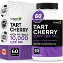 Renew Actives Tart Cherry Extra 500mg per 2 캡슐 - 무료 라디칼 보호 및 웰빙을위한 고순도 산화 방지제 - 60 Easy-to-Swallow 캡슐 - 캐나다산