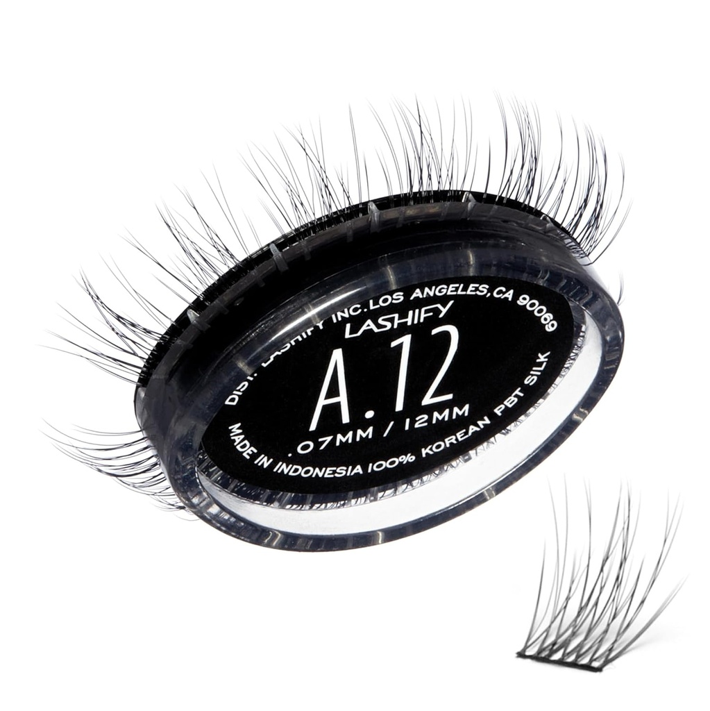 Lashify Amplify 12mm GossamerDIY Eyelash Extensions Refill, 블랙, 자연 룩을 위한 쉬운 발목 속눈썹
