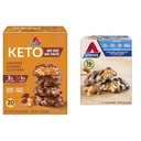 Atkins Caramel Almond Clusters, 글루텐 무료, 섬유, 1g 설탕, 2g Net Carb, Keto Friendly, 20 카운트 & Caramel 초콜릿 너트 롤 스낵 바, 단백질 스낵, 섬유, 2g 설탕, 16 카운트