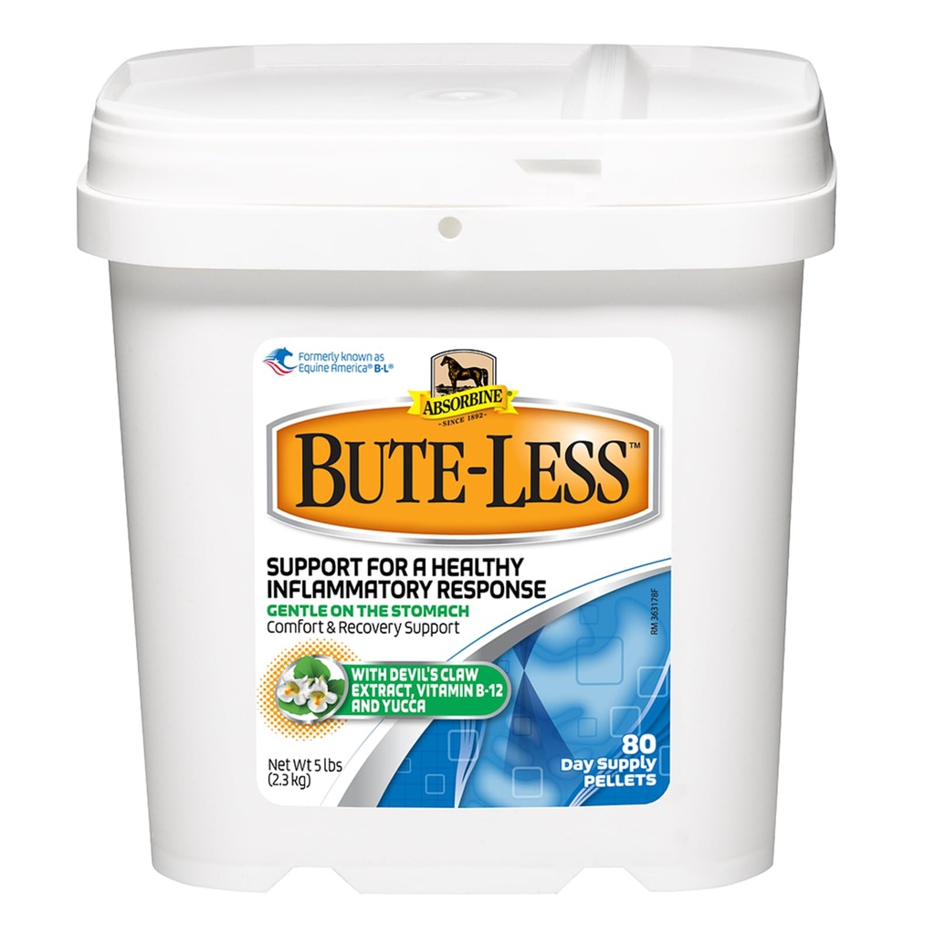 Absorbine Bute-Less 안락 & 회복 보충교재 펠릿, 건강한 염증 응답, 5 lb/80 일 공급