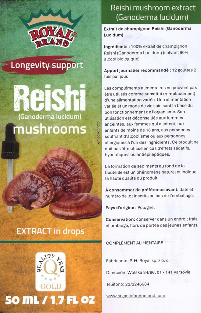 Reishi 버섯 보충교재/우리의 Reishi 버섯 추출물은 Longevity/Reishi 버섯 Tincture - 50ml/1.7 Fl Oz를 승진시킵니다