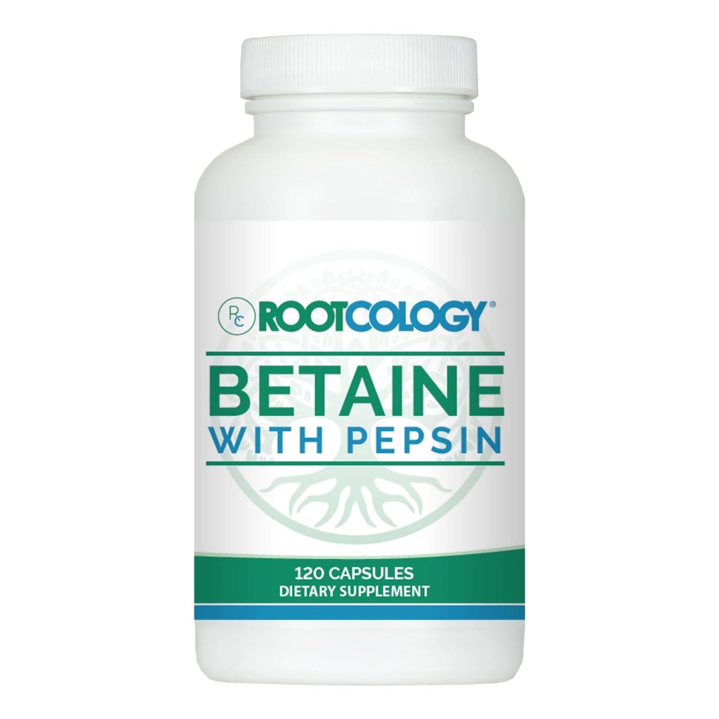 Dr. Izabella Wentz의 뿌리학 | Pepsin의 베타인 | Digestion Support를 위한 50mg Pepsin를 가진 750mg Betaine HCl | 120의 캡슐