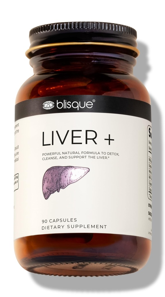 Blisque – Liver Complex는 Detox, Cleanse, and Repair Liver | 의사 승인 | 천연 성분 | 밀크 이틀, 다델리온, 버드크 루트 | 90 캡슐 알약