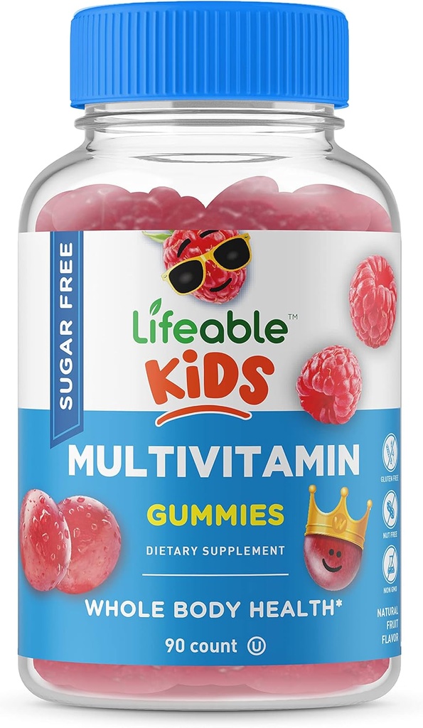 아이들을위한 생활 가능한 설탕 무료 Multivitamin - 훌륭한 타스팅 천연 맛 거미 보충 - 비타민 A, C, D, E, Niacin, B6, Folate, B12, Biotin, Pantothenic 산, Iodine, 아연, - 90 Gummies