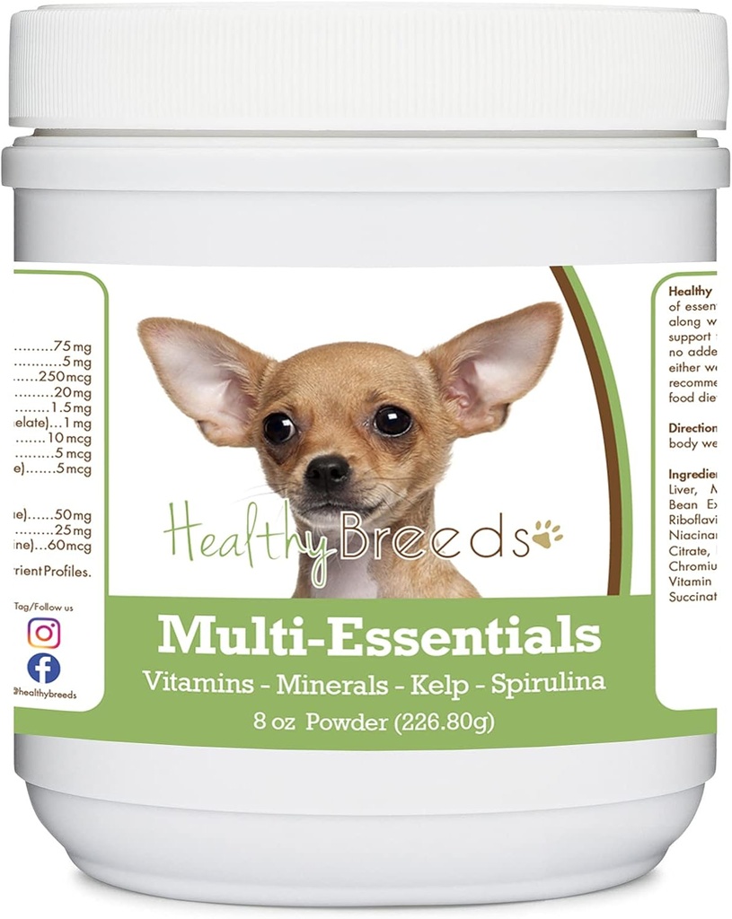 건강한 품종 Chihuahua Multi-Essentials Powder for Dogs - 당신의 개를위한 비타민, 미네랄 및 산화제의 이상적인 보충 - 8 oz