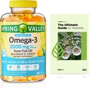 물고기 기름 2000 mg, 최대 배려, 120 조사 + 독점적인 VitaMax 비타민 가이드 (2개의 품목)에서 봄 밸리 Omega-3