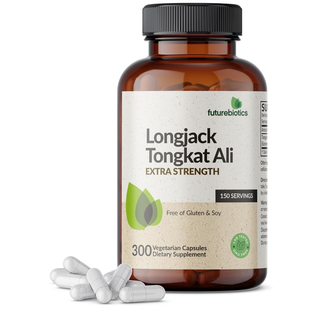 Futurebiotics Longjack Tongkat Ali Extra Strength Energy & Stamina Support - 비 GMO, 300 채식 캡슐