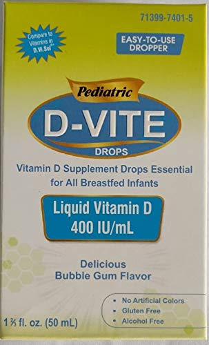 소아과 D-Vite 액체 비타민 D 400 IU/ml (50 ml) - 거품 껌 풍미
