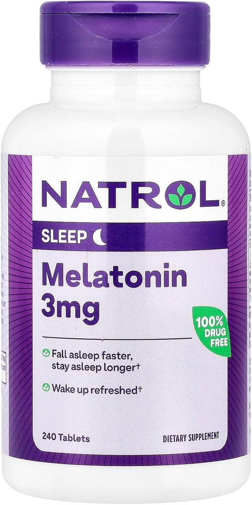 Natrol Melatonin 도움 당신은 더 빠른 체재 잠그는 더 빠른 흡수 100 채식주의자 3mg, (태블릿), 240 조사를 가을에 잠그십시오