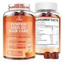 호박씨 기름 Gummies, 서빙 당 3500mg, 톱 Palmetto, 로즈마리 잎, 아연, 가수분해된 교원질 펩티드, 머리 성장을 위한 호박씨 기름, 채식주의자, 60 조사와 더불어 찬 압박되는,