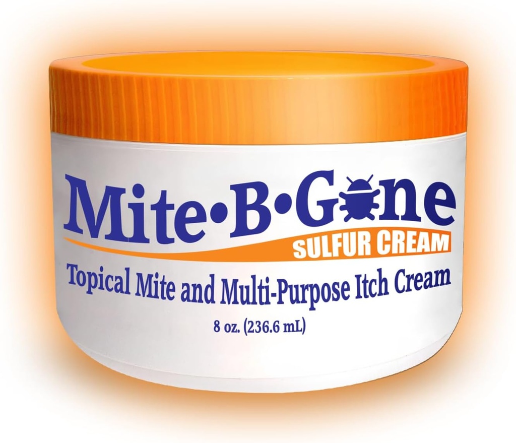 Mite-B-Gone Mite Cream & Bite Relief - 다목적 Bites, Redness, Itching, & Irritation을위한 10 % 천연 혼합 황 크림 | 모든 피부 유형에 대한 빠르고 효과적인 | 8 oz