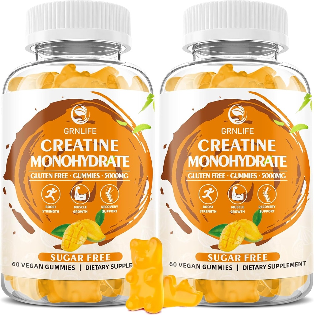 Creatine Monohydrate 남자 & 여자를 위한 Gummies, 근육 힘, 근육 건축업자, 에너지 부스트, 설탕 자유로운, 채식주의자, 망고 풍미-120 조사를 위한 Chewable Creatine Monohydrate