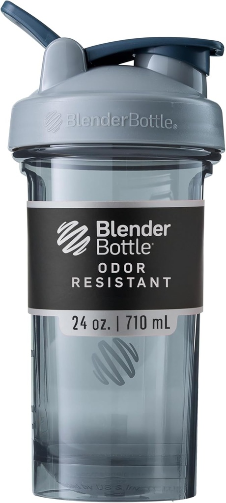 BlenderBottle Shaker Bottle Pro 시리즈 단백질 쉐이크 및 사전 운동, 24Ounce, 풀 컬러 그레이 완벽
