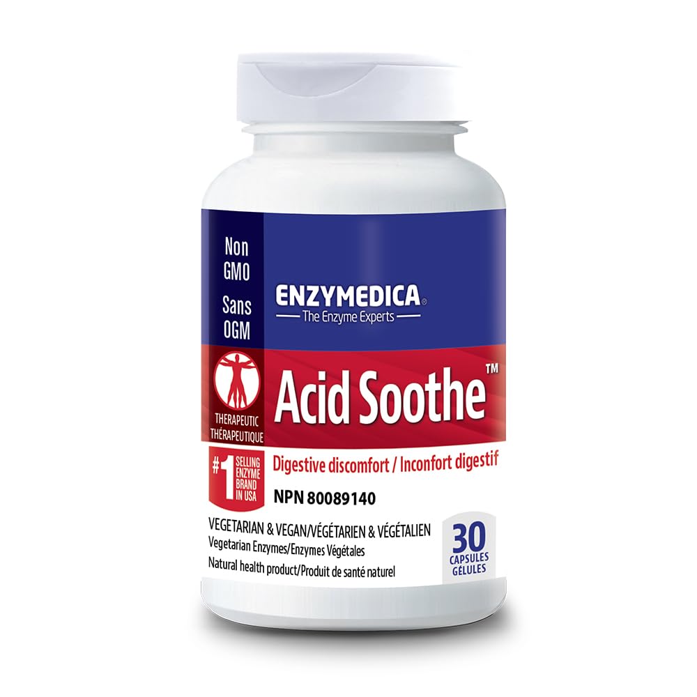 Enzymedica, 산성 Soothe, Occasional Heartburn에 대한 지원, Enzymes & Soothing 허브가있는 3-in-1 공식, 30 카운트