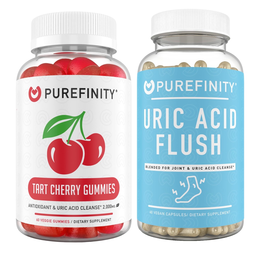PUREFINITY Uric 산 홍조 & Cleanse 캡슐 + Tart Cherry Gummies