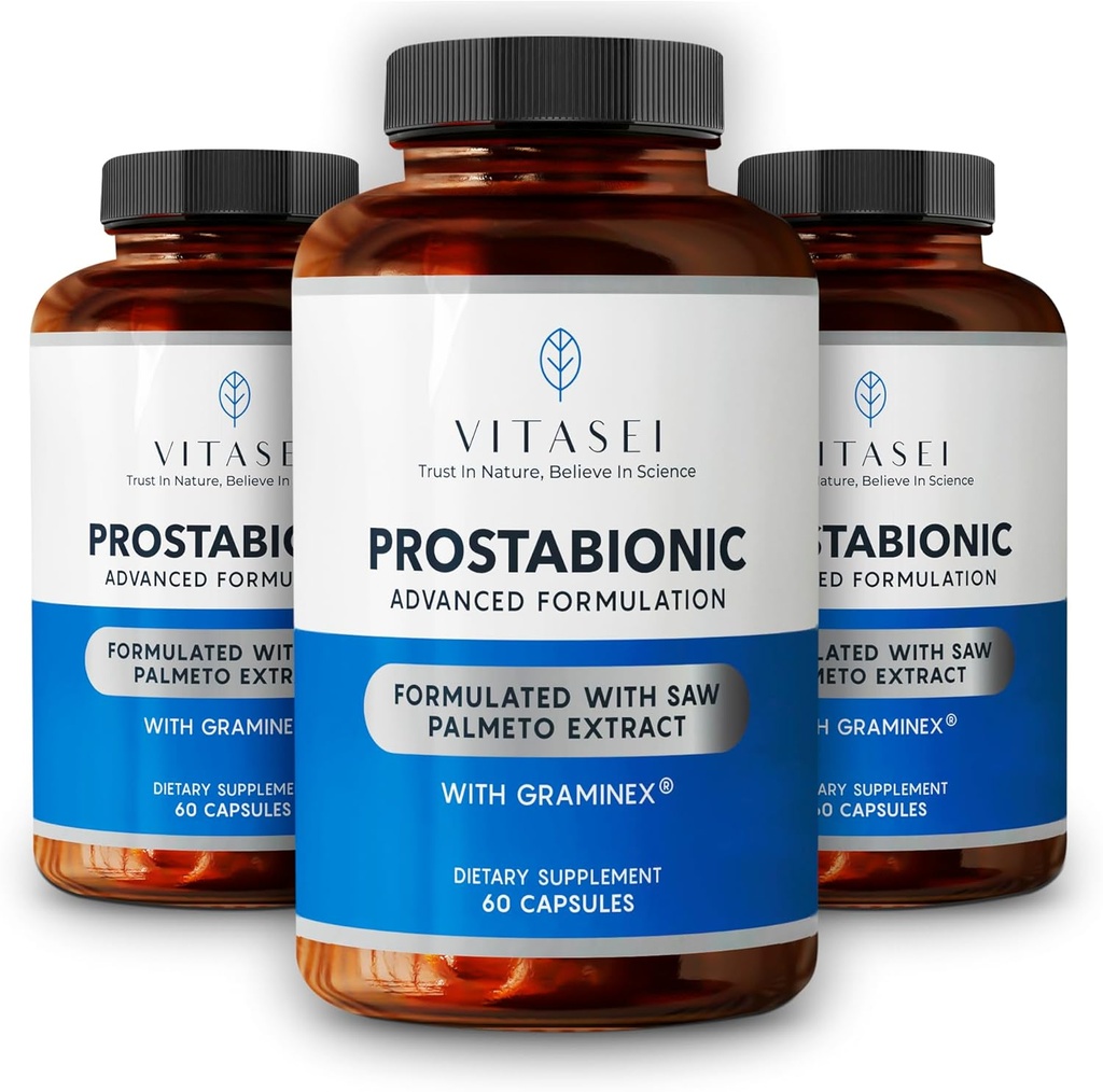 Graminex와 VITASEI Prostabionic, Saw Palmetto, Pygeum Africanum - 남성을위한 Bladder 제어 및 전립선 보조제 - 60 캡슐 (포장 3)