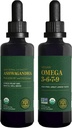 글로벌 치유 센터 Ashwagandha & Omega 3 6 7 9 키트 - 신경 건강, 심장 건강 및 눈 건강과 도움말