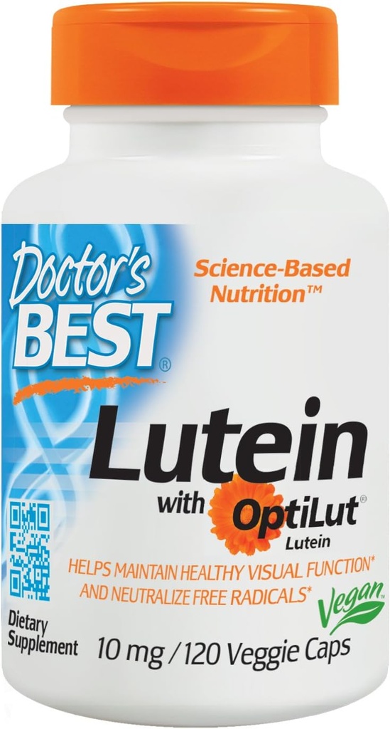OptiLut, Non-GMO, Vegan, Gluten Free, Soy Free, Eye Health, 10 mg, 120 Veggie Caps와 의사의 최고의 루테인